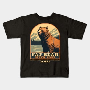 fat bear week - vintage emblem 2024 Kids T-Shirt